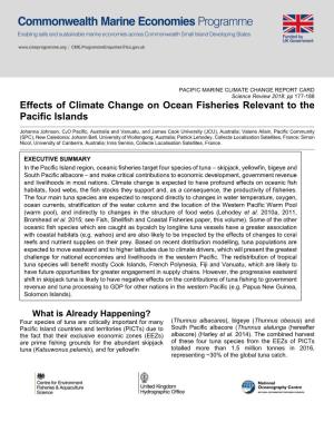Effects of Climate Change on Ocean Fisheries Relevant to the Pacific Islands