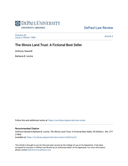 The Illinois Land Trust: a Fictional Best Seller