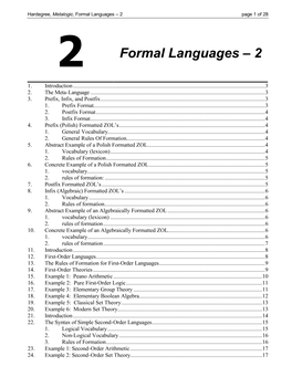 2 Formal Languages – 2