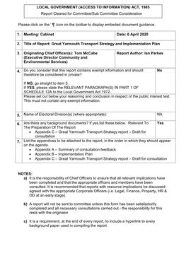 Great Yarmouth Transport Strategy and Implementation Plan