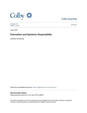 Externalism and Epistemic Responsibility
