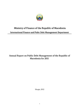 Annual Report on Public Debt Management of the Republic of Macedonia for 2011