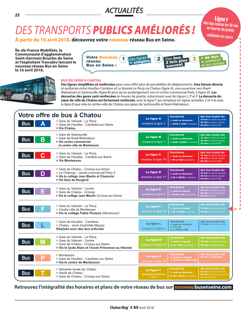 DES TRANSPORTS PUBLICS AMÉLIORÉS ! Validation En Cours À Partir Du 16 Avril 2018, Découvrez Votre Nouveau Réseau Bus En Seine