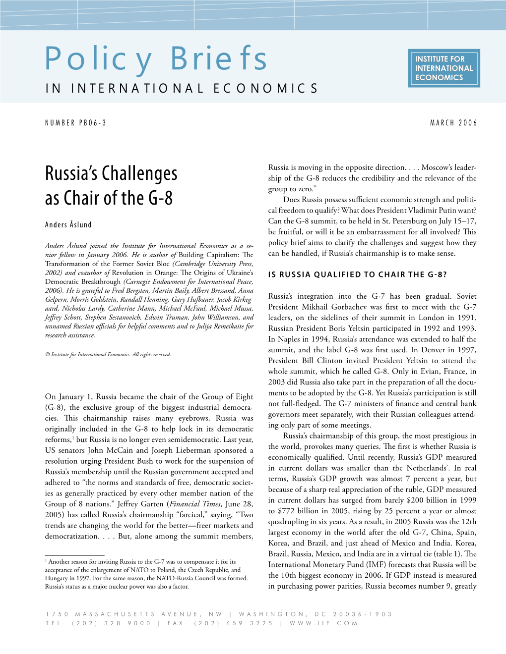 PB06-3 Russia's Challenges As Chair of The