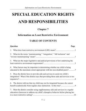 Special Education Rights and Responsibilities