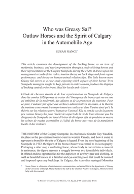 Outlaw Horses and the Spirit of Calgary in the Automobile Age