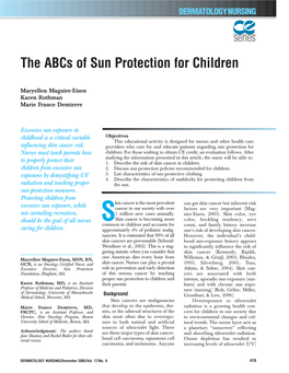 The Abcs of Sun Protection for Children