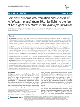Complete Genome Determination and Analysis Of