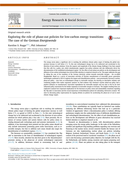 Exploring the Role of Phase-Out Policies for Low-Carbon Energy Transitions the Case of the German Energiewende