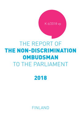 Report of the Non-Discrimination Ombudsman to the Parliament