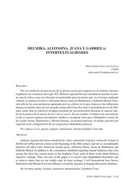 Delmira, Alfonsina, Juana Y Gabriela: Intertextualidades