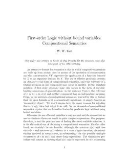 First-Order Logic Without Bound Variables: Compositional Semantics