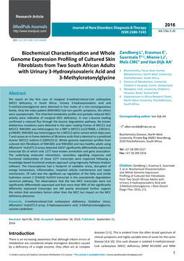 Biochemical Characterisation and Whole Genome Expression