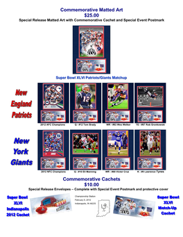 Superbowl XLVI Commemorative Cacheted Covers Available
