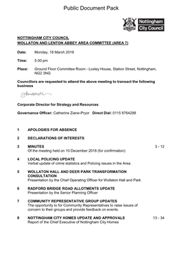 Agenda Document for Wollaton and Lenton Abbey Area Committee