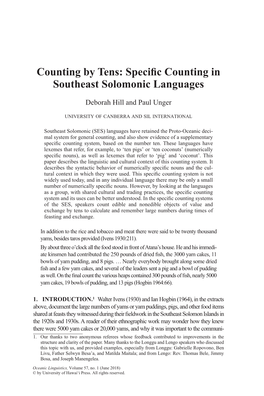 Specific Counting in Southeast Solomonic