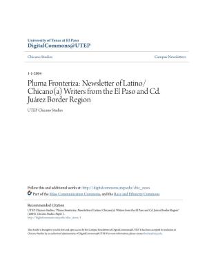 Pluma Fronteriza: Newsletter of Latino/Chicano(A) Writers from the El Paso and Cd