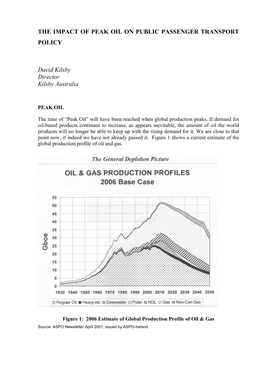 The Impact of Peak Oil on Public Passenger Transport Policy