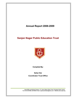 Annual Report 2008-2009 Sanjan Nagar Public Education Trust