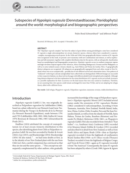 Subspecies of Hypolepis Rugosula (Dennstaedtiaceae; Pteridophyta) Around the World: Morphological and Biogeographic Perspectives