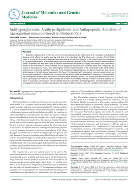 Antihyperglycemic, Antihyperlipidemic and Antiapoptotic Activities of Micromelum Minutum Seeds in Diabetic Rats