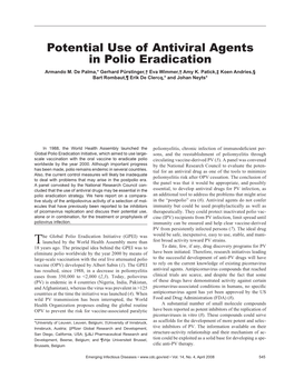 Potential Use of Antiviral Agents in Polio Eradication Armando M