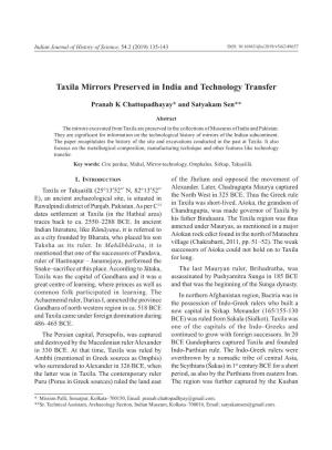 Taxila Mirrors Preserved in India and Technology Transfer