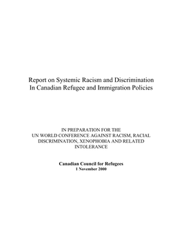 Report on Systemic Discrimination in Canadian Refugee and Immigration