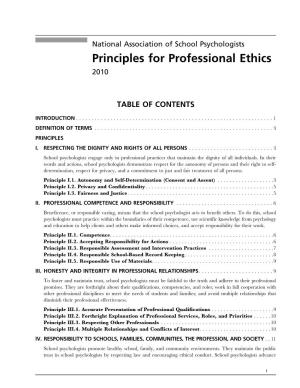 Principles for Professional Ethics 2010