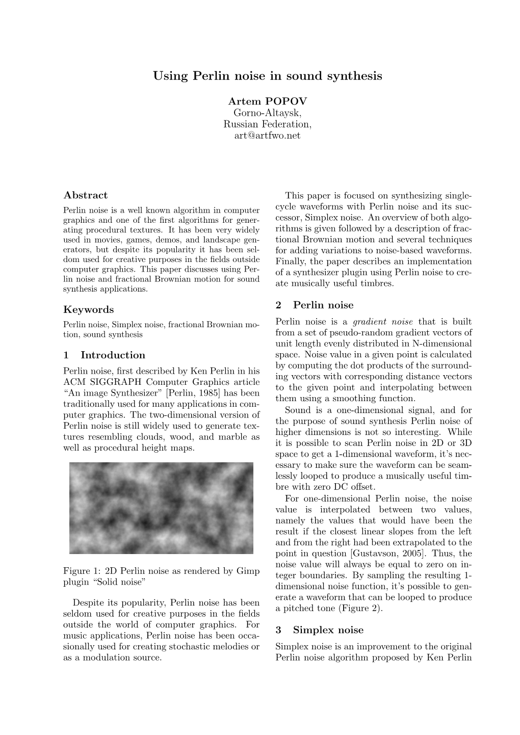 Using Perlin Noise in Sound Synthesis