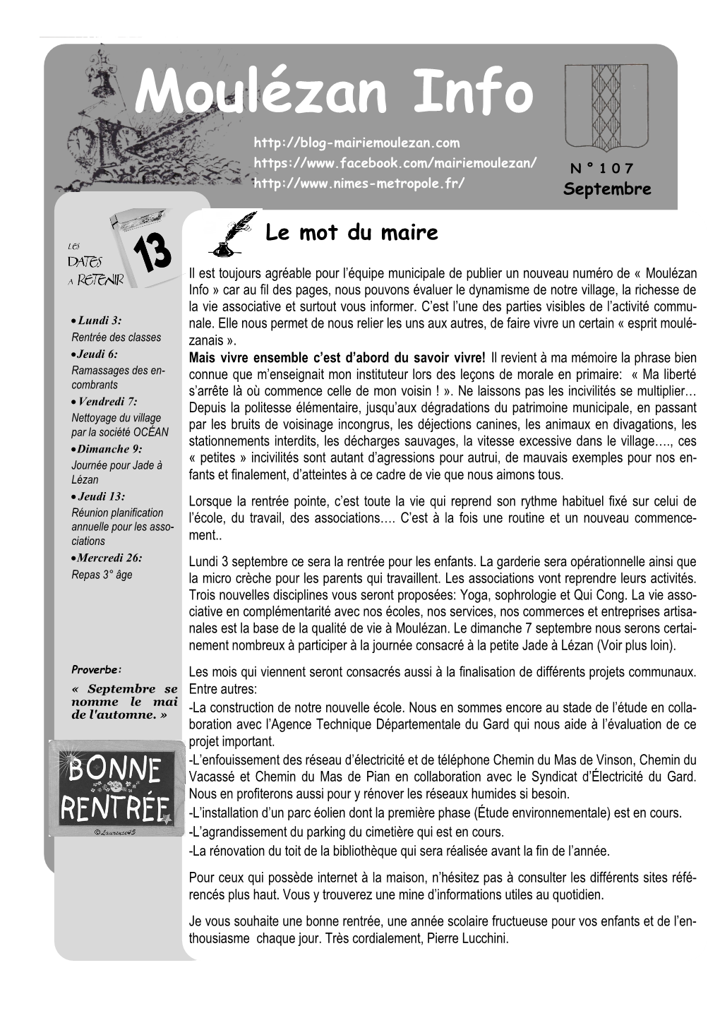 Moulézan Info N ° 1 0 7 Septembre