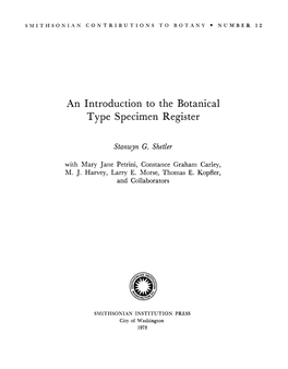 An Introduction to the Botanical Type Specimen Register