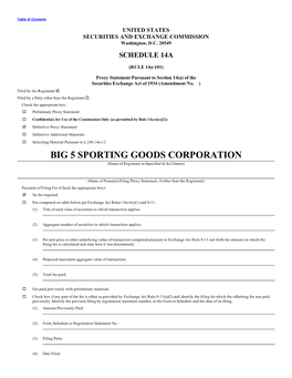 BIG 5 SPORTING GOODS CORPORATION (Name of Registrant As Specified in Its Charter)