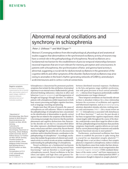 Abnormal Neural Oscillations and Synchrony in Schizophrenia