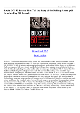 Rocks Off: 50 Tracks That Tell the Story of the Rolling Stones .Pdf Download by Bill Janovitz