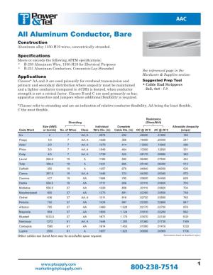 All Aluminum Conductor, Bare 800-238-7514