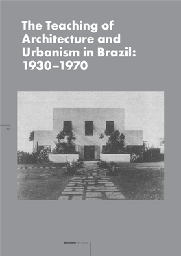 The Teaching of Architecture and Urbanism in Brazil: 1930–1970