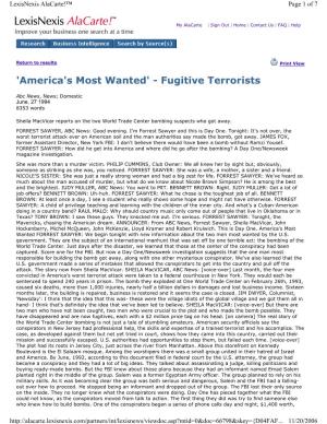 'America's Most Wanted' - Fugitive Terrorists