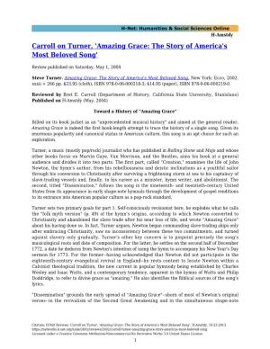 Carroll on Turner, 'Amazing Grace: the Story of America's Most Beloved Song'