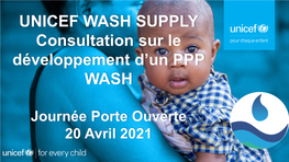 UNICEF WASH SUPPLY Consultation Sur Le Développement D'un PPP