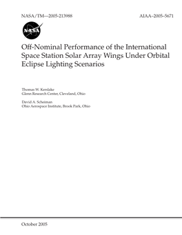 Off-Nominal Performance of the International Space Station Solar Array Wings Under Orbital Eclipse Lighting Scenarios