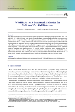A Benchmark Collection for Malicious Web Shell Detection