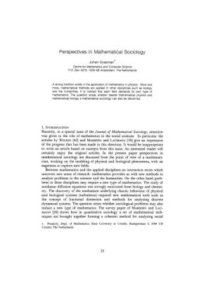 Perspectives in Mathematical Sociology