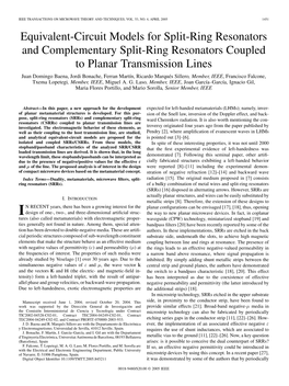 Equivalent-Circuit Models for Split-Ring Resonators And