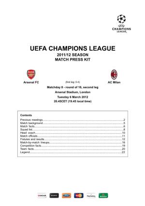 Uefa Champions League 2011/12 Season Match Press Kit