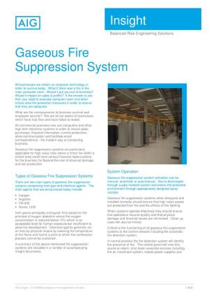 Insight Gaseous Fire Suppression System