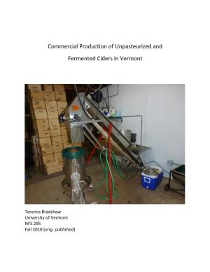 Commercial Production of Unpasteurized and Fermented Ciders in Vermont