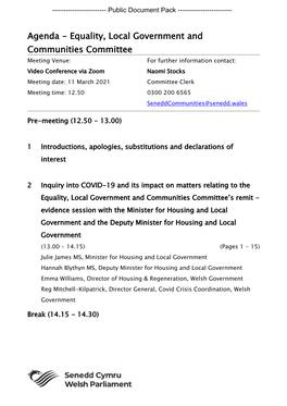 (Public Pack)Agenda Document for Equality, Local Government And