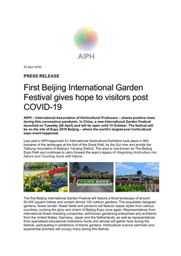 First Beijing International Garden Festival Gives Hope to Visitors Post COVID-19