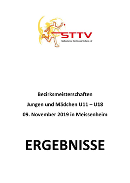 Bezirksmeisterschaften Jungen Und Mädchen U11 – U18 09. November 2019 in Meissenheim